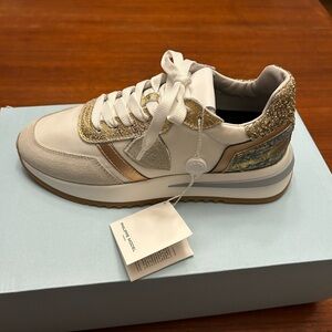 Philippe Model Paris Tropez 2.1 Low W Women's Gold and White Sneakers